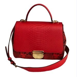 Michael Kors Red Embossed Leather Satchel – New with Tags